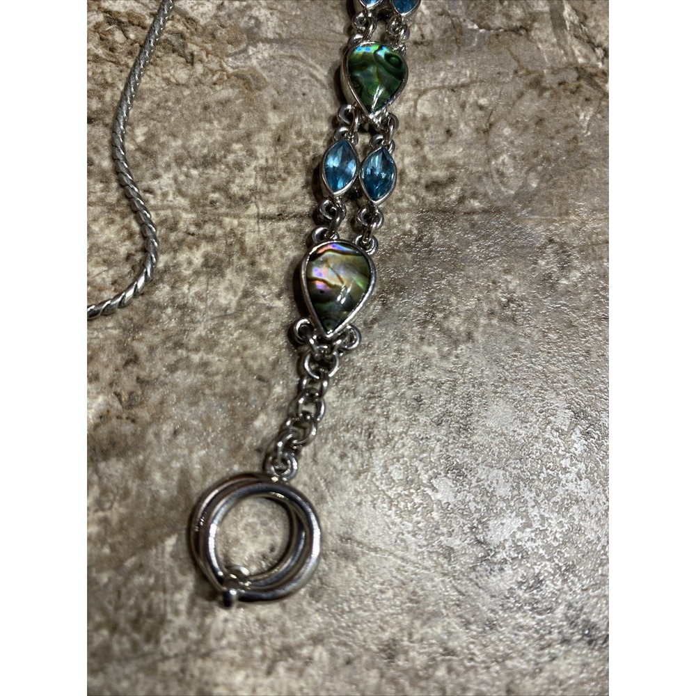 Vintage‎ Cookie Lee Inset Stones Blue & Green & Silver Tone Bracelet Necklace… - Picture 3 of 7